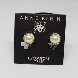 NWT Anne Klein Clip-On Faux Pearl Earrings